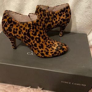 Leopard print heeled booties